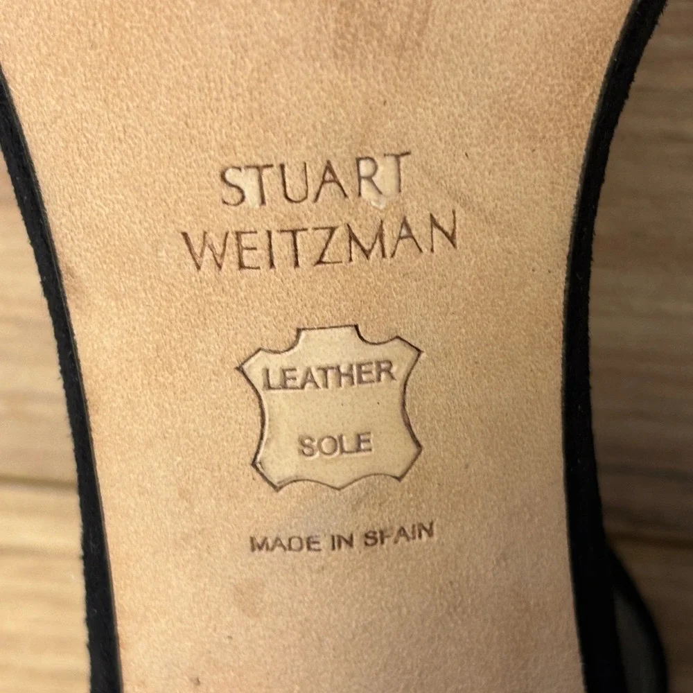 STUART WEITZMAN NearlyNude Heel Sandals Black Suede Women Size 7 Formal Open Toe